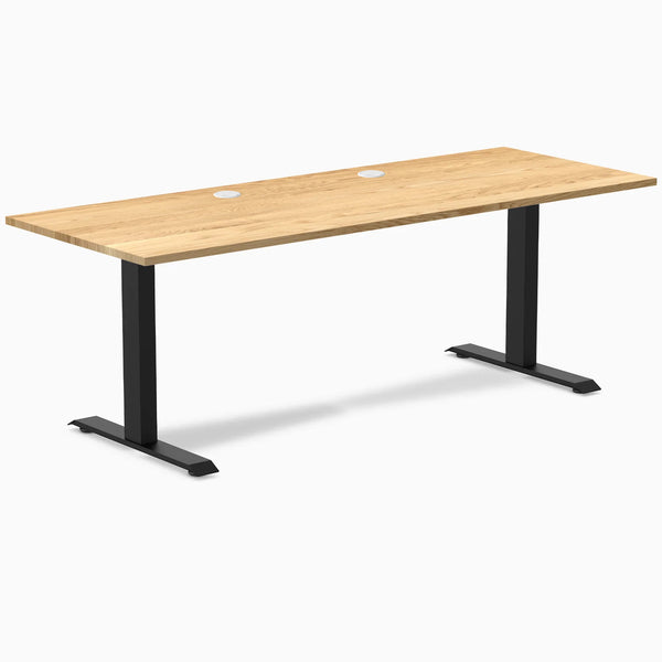 Desky Zero Hardwood Office Desk, White Oak desktop, Matte Black frame