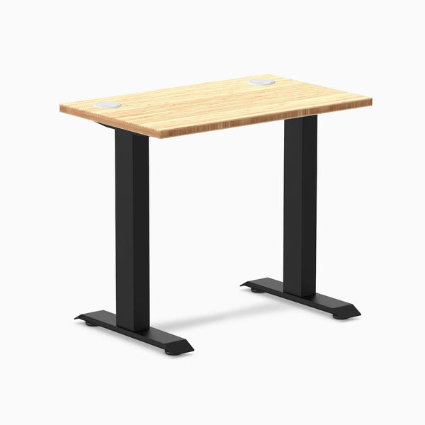 Desky Zero Mini Bamboo Office Desk, Bamboo desktop, Matte Black frame