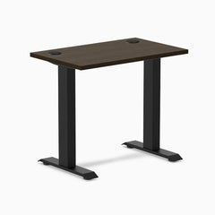 Desky Zero Mini Bamboo Office Desk, Dark Bamboo desktop, Matte Black frame