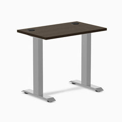Desky Zero Mini Bamboo Office Desk, Dark Bamboo desktop, Gray frame
