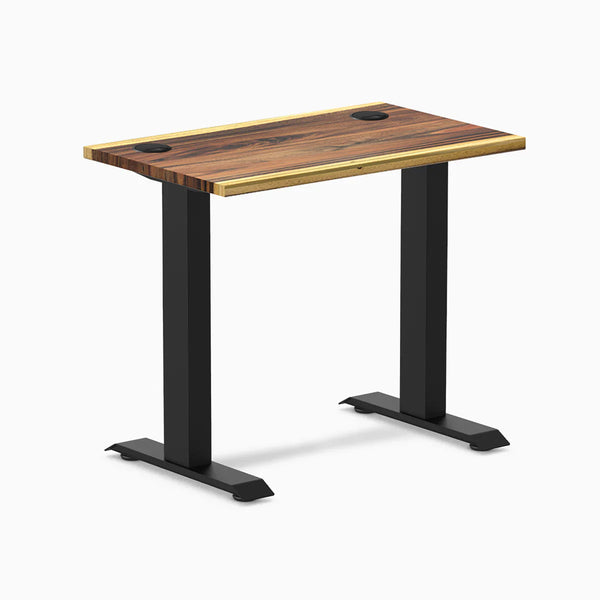Desky Zero Mini Hardwood Office Desk, Saman desktop, Matte Black frame