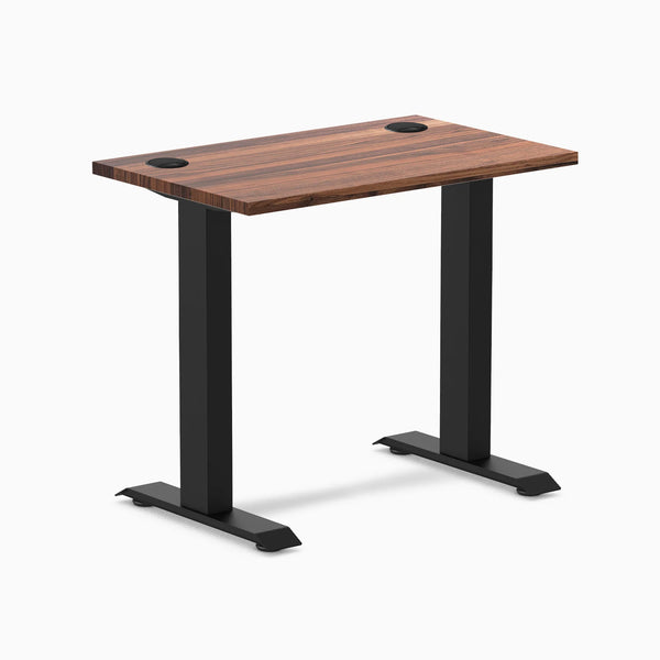 Desky Zero Mini Hardwood Office Desk, Walnut desktop, Matte Black frame