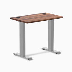Desky Zero Mini Hardwood Office Desk, Walnut desktop, Gray frame