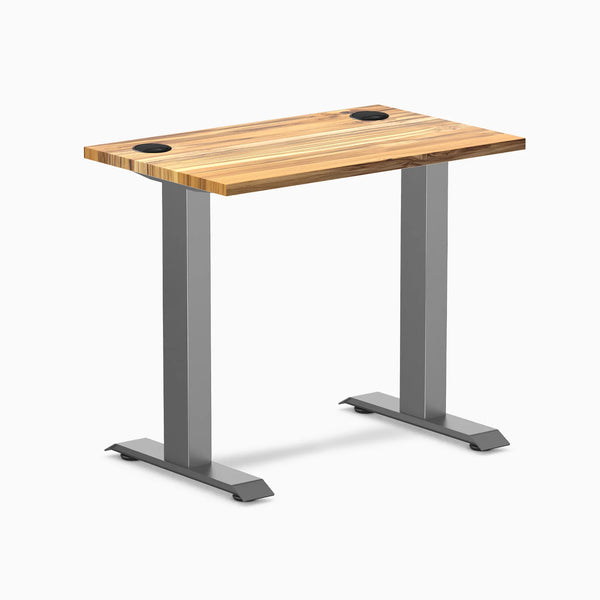 Desky Zero Mini Hardwood Office Desk, Teak desktop, Space Gray frame