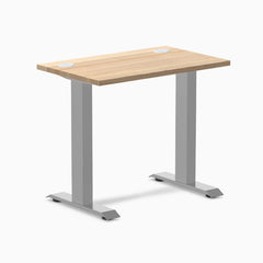 Desky Zero Mini Hardwood Office Desk, White Ash desktop, Gray frame