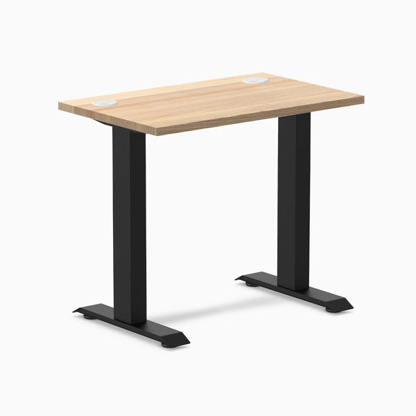 Desky Zero Mini Hardwood Office Desk, White Ash desktop, Matte Black frame