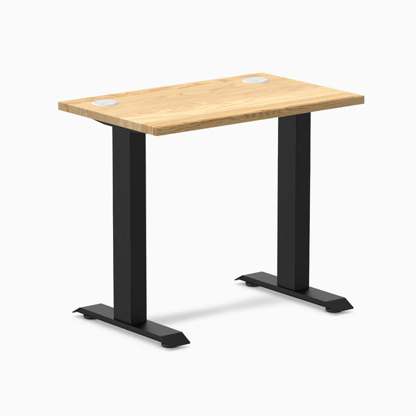 Desky Zero Mini Hardwood Office Desk, White Oak desktop, Matte Black frame