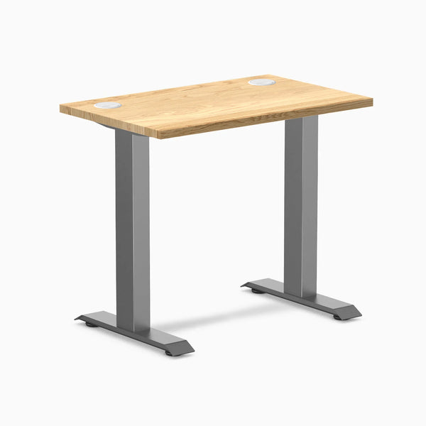Desky Zero Mini Hardwood Office Desk, White Oak desktop, Space Gray frame