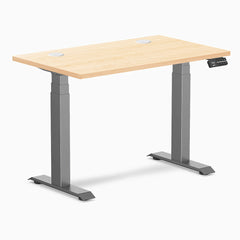 Desky Dual Mini Hardwood Sit Stand Desk, Maple desktop, Space Gray frame
