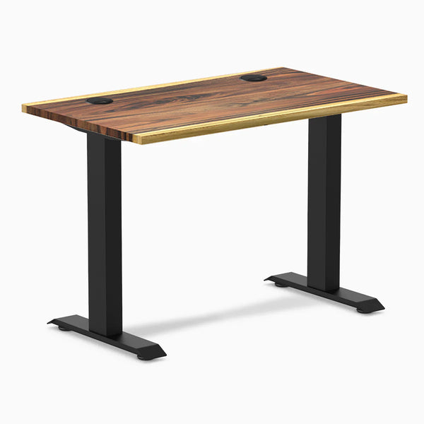 Desky Zero Mini Hardwood Office Desk, Saman desktop, Matte Black frame