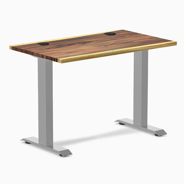 Desky Zero Mini Hardwood Office Desk, Saman desktop, Gray frame