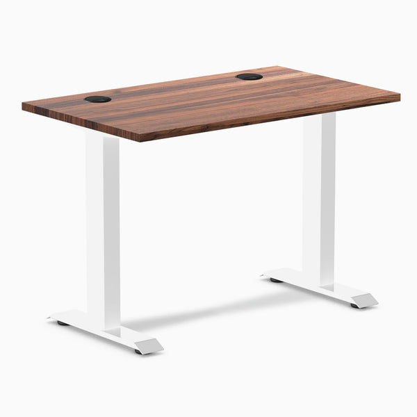 Desky Zero Mini Hardwood Office Desk, Walnut desktop, White frame
