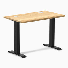 Desky Zero Mini Hardwood Office Desk, White Oak desktop, Matte Black frame