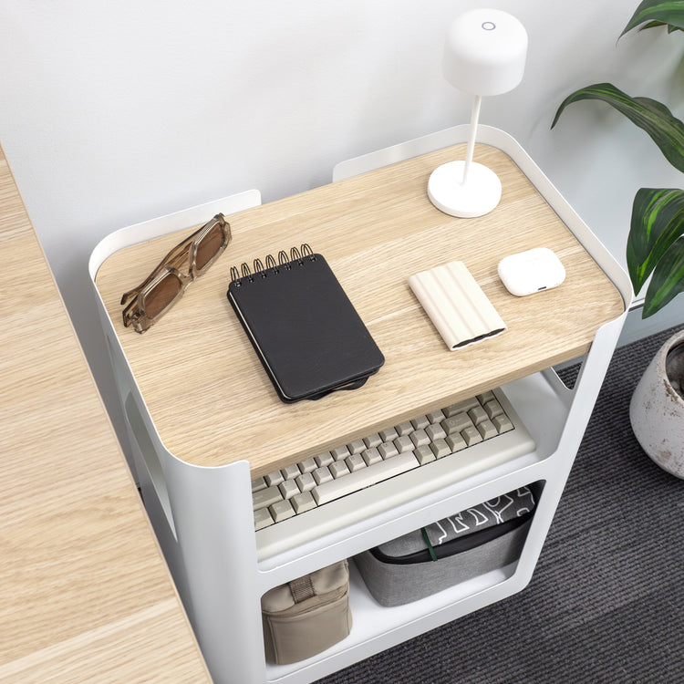 Minimalist open pedestal cabinet