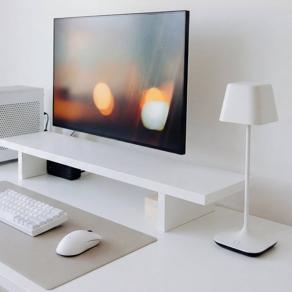 Desky Cube Cordless Desk Lamp in white on desk