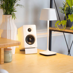 Desky Cube Cordless Desk Lamp in white on desk