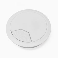 White desk cable grommet hole