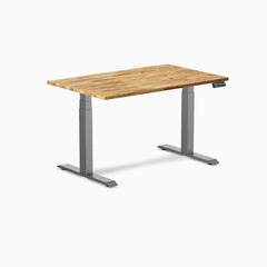 Desky Dual Hardwood Sit Stand Desk, Acacia desktop, Space Gray frame