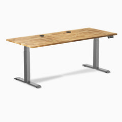 Desky Dual Hardwood Sit Stand Desk, Acacia desktop, Space Gray frame