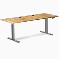 Desky Dual Hardwood Sit Stand Desk, Acacia desktop, Space Gray frame