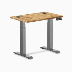 Desky Dual Mini Hardwood Sit Stand Desk, Acacia desktop, Space Gray frame