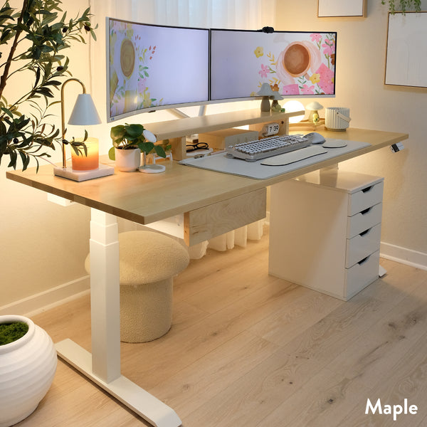 Desky Dual Hardwood Sit Stand Desk detail view 13
