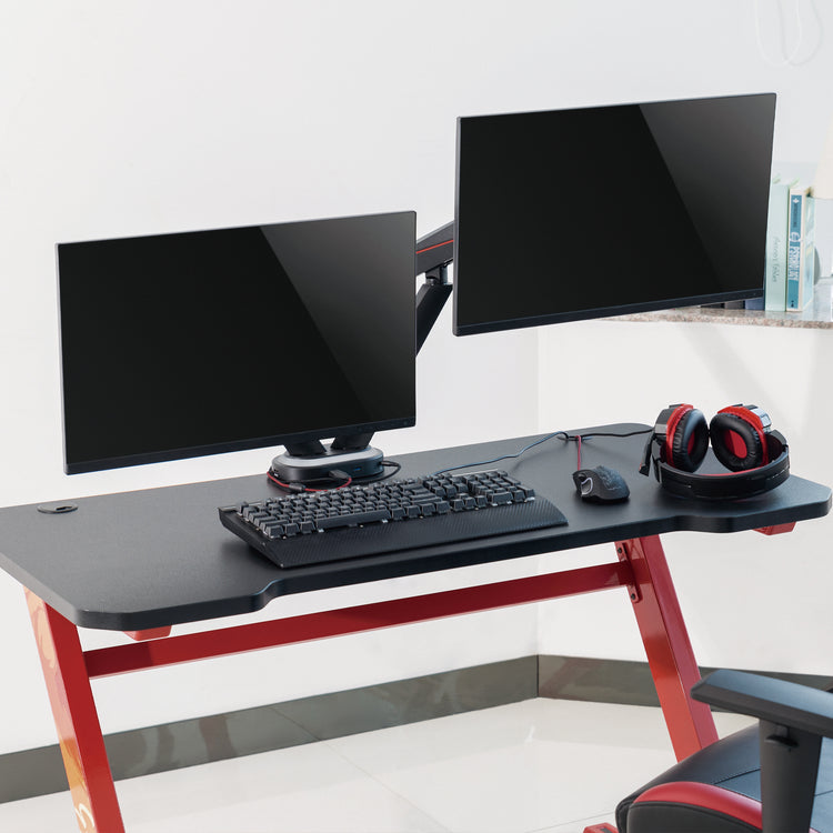 Desky Dual LED Gaming Monitor Arm dual monitor set up