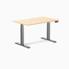 Desky Dual Hardwood Sit Stand Desk, Maple desktop, Space Gray frame