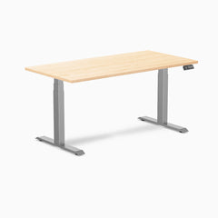 Desky Dual Hardwood Sit Stand Desk, Maple desktop, Space Gray frame