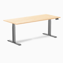 Desky Dual Hardwood Sit Stand Desk, Maple desktop, Space Gray frame