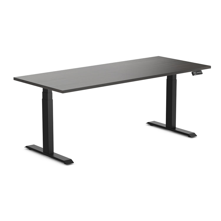 Desky Dual Laminate Sit Stand Desk Burnished Wood-Desky®