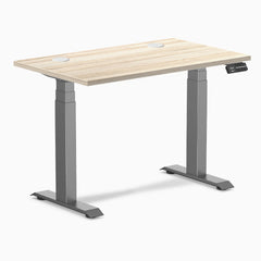Desky Dual Mini Sit Stand Desk, Classic Oak desktop, Space Gray frame