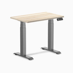 Desky Dual Mini Sit Stand Desk, Classic Oak desktop, Space Gray frame