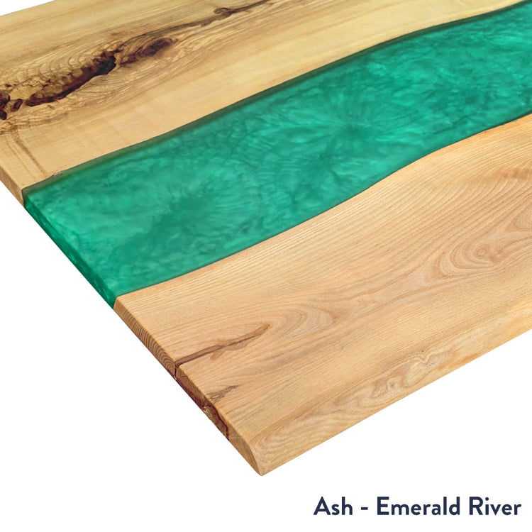 dual resin hardwood ash emerald river desk top