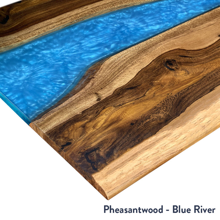 dual resin hardwood pheasantwood blue river desk top