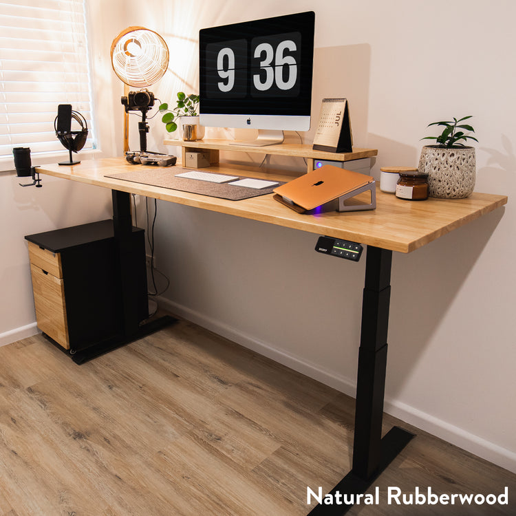 Desky Dual Rubberwood Sit Stand Desk