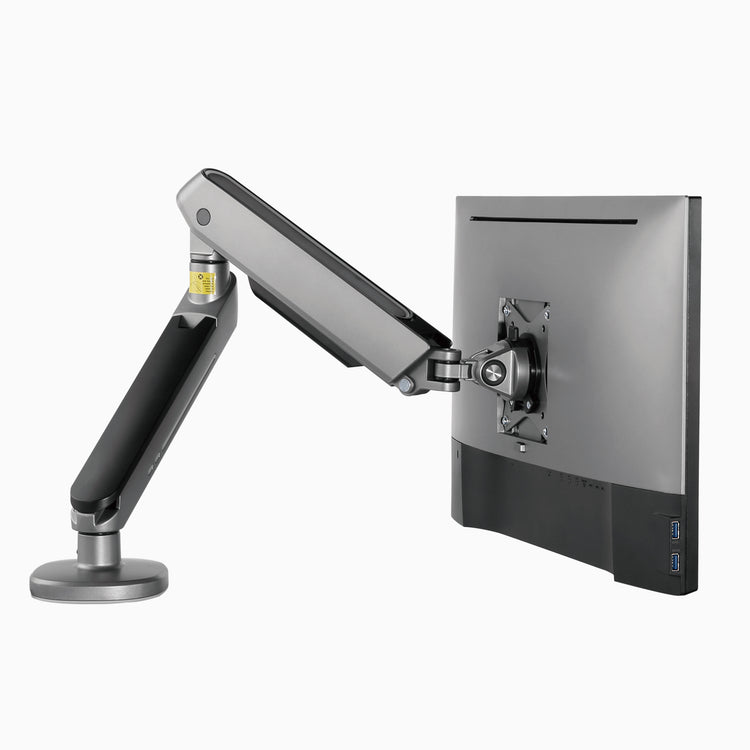 Desky single LED arm with monitor attached 