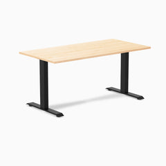 Desky Zero Hardwood Office Desk, Maple desktop, Matte Black frame