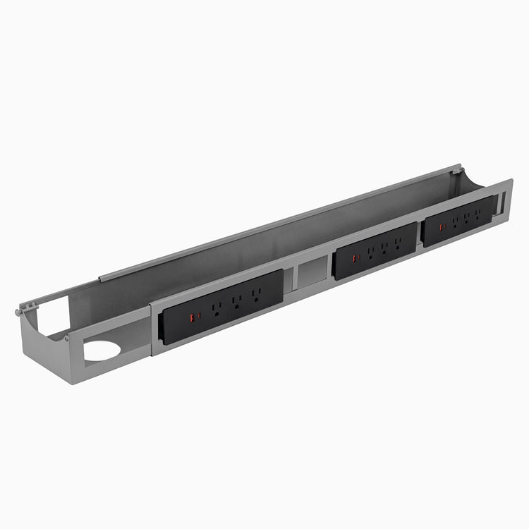 Grey Desky Integrated cable channel 9 power