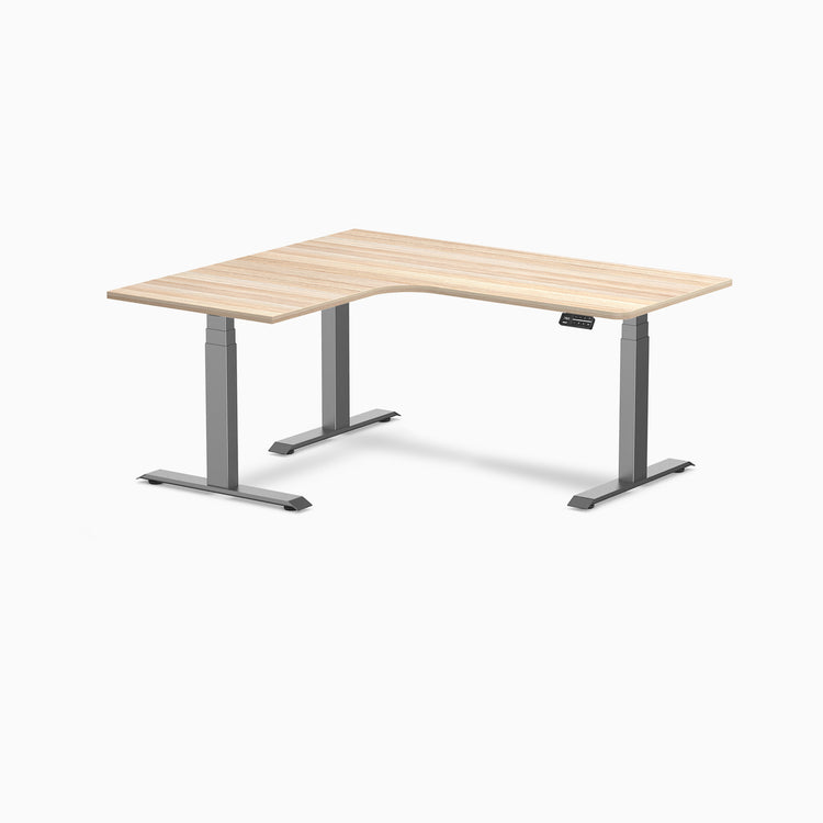 Desky L-Shape Curved Laminate Sit Stand Desk