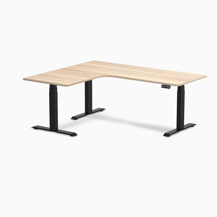 Desky L-Shape Curved Laminate Sit Stand Desk