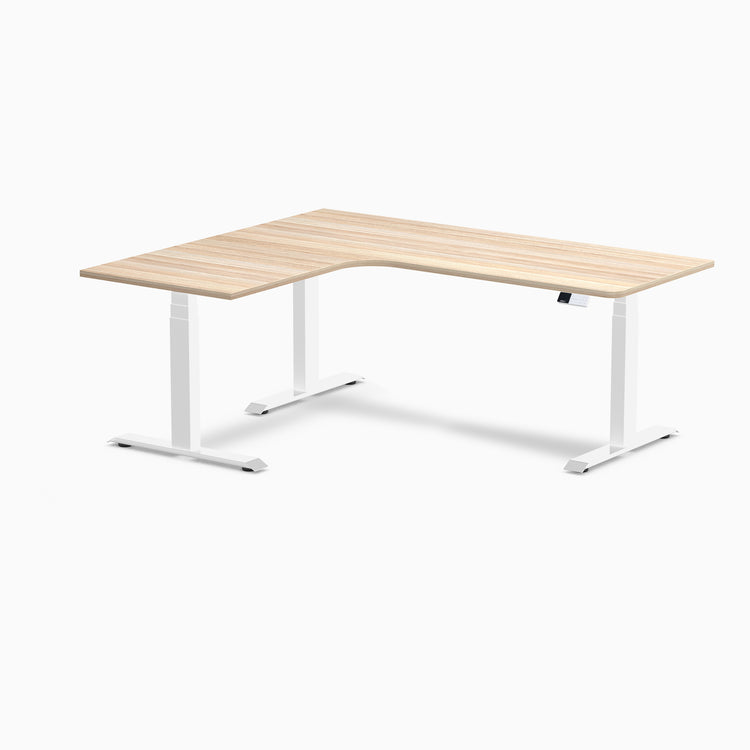 Desky L-Shape Curved Laminate Sit Stand Desk