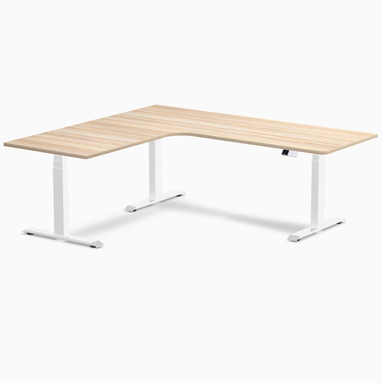 Desky L-Shape Curved Laminate Sit Stand Desk