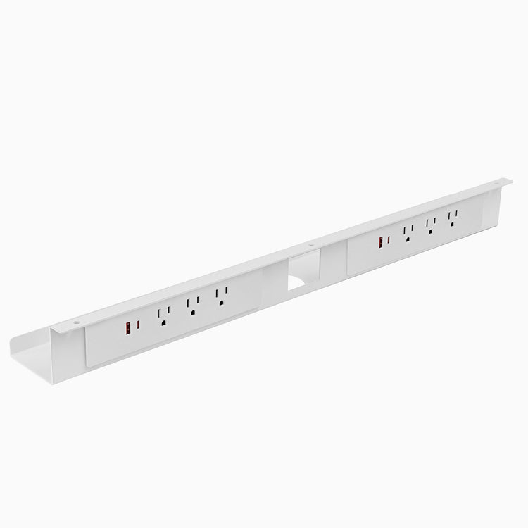 Desky mini cable and power tray in white 6 power