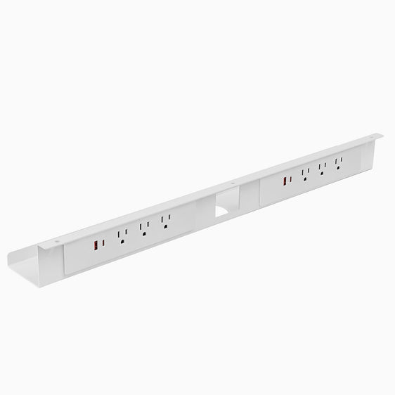 Mini cable and power tray in white with 6 powers - Desky