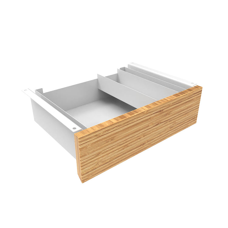 Desky Minimal Under Desk Drawer-White-Bamboo - Desky Canada