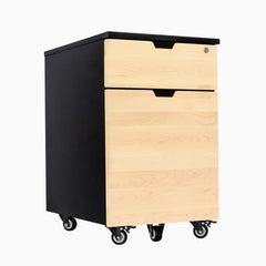 Desky Wooden Minimal Filing Cabinet, Black frame, Maple Hardwood