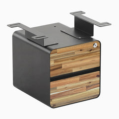 Desky Minimal Under Desk Cabinet, Acacia Hardwood, Space Gray frame