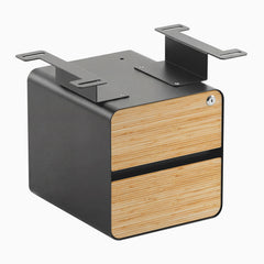 Desky Minimal Under Desk Cabinet, Bamboo, Space Gray frame