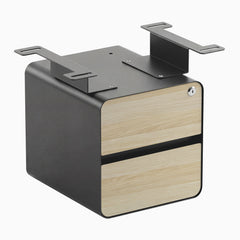 Desky Minimal Under Desk Cabinet, Classic Oak Laminate, Space Gray frame